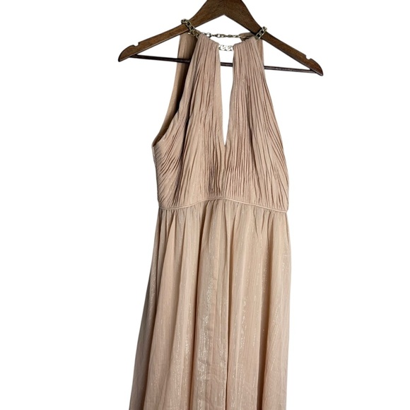 Mac Duggal Nude Beige Formal Floor Length Halter Chain Neck Dress 55822 Size 2 - Picture 2 of 14